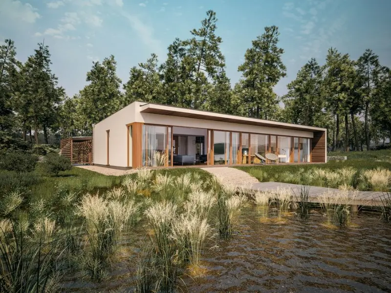 Projekt domu Dom oszczędny (z wentylacją mechaniczną i rekuperacją) — wizualizacja