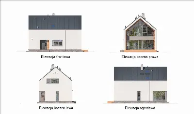Dom perfekcyjny (z wentylacją mechaniczną i rekuperacją) — elewacje 1 (odbicie lustrzane)