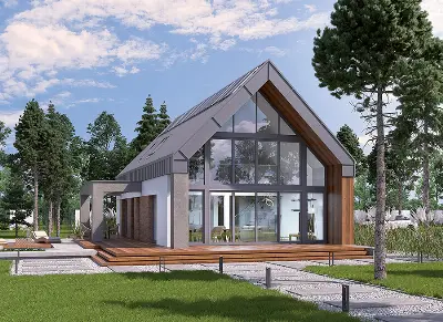Dom z klimatem - wariant I (z wentylacją mechaniczną i rekuperacją) — wizualizacje 1 (odbicie lustrzane)