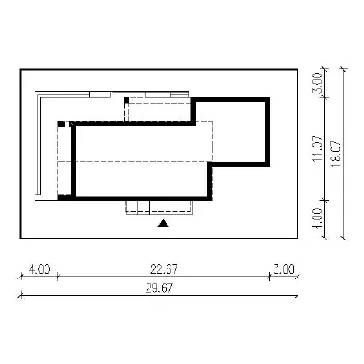 Dom z klimatem - wariant II (z wentylacją mechaniczną i rekuperacją) — plan sytuacyjny 1 (odbicie lustrzane)