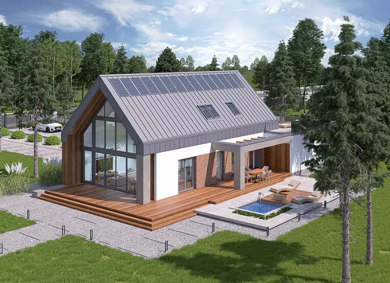 Projekt domu Dom z klimatem - wariant II (z wentylacją mechaniczną i rekuperacją) — wizualizacja