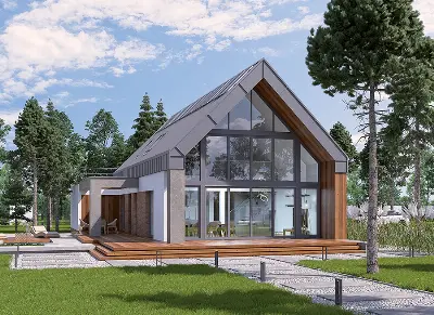 Dom z klimatem - wariant III (z wentylacją mechaniczną i rekuperacją) — wizualizacje 2 (odbicie lustrzane)
