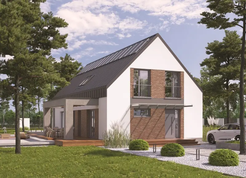 Projekt domu Dom z klimatem - wariant IV (z wentylacją mechaniczną i rekuperacją) — wizualizacja