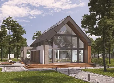 Dom z klimatem - wariant IV (z wentylacją mechaniczną i rekuperacją) — wizualizacje 3 (odbicie lustrzane)