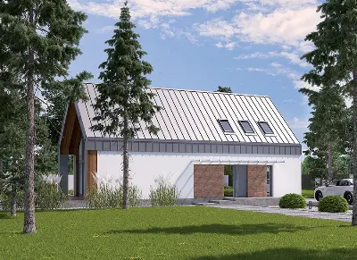 Dom z klimatem (z wentylacją mechaniczną i rekuperacją) — wizualizacje 1 (odbicie lustrzane)