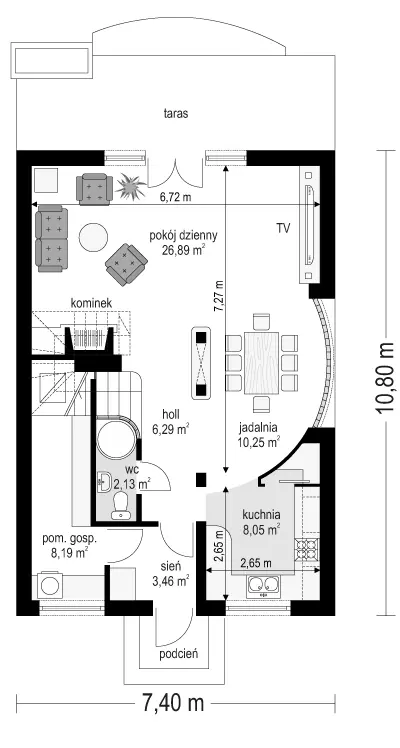 Dom z Piętrem — rzuty kondygnacji 1