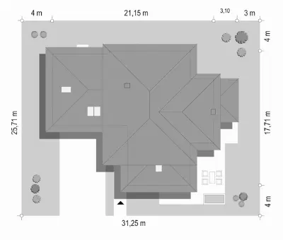 Dom z Widokiem B — plan sytuacyjny 1 (odbicie lustrzane)