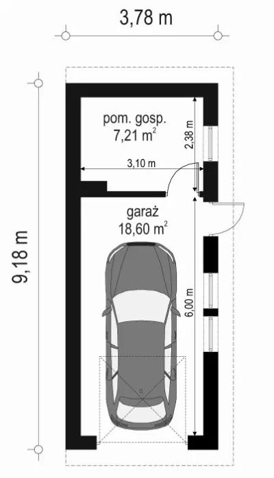 Garaż BG03 — rzuty kondygnacji 1