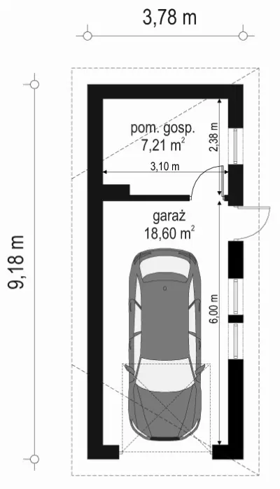 Garaż BG04 — rzuty kondygnacji 1