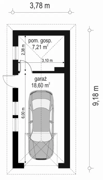 Garaż BG05 — rzuty kondygnacji 1 (odbicie lustrzane)