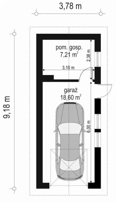 Garaż BG06 — rzuty kondygnacji 1