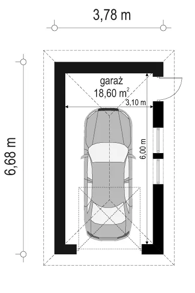 Garaż BG10 — rzuty kondygnacji 1 (odbicie lustrzane)