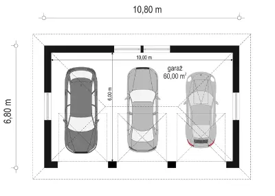 Garaż BG20 — rzuty kondygnacji 1 (odbicie lustrzane)