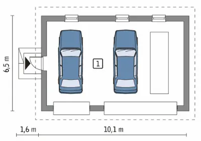 Garaż G55 — rzuty kondygnacji 1 (odbicie lustrzane)