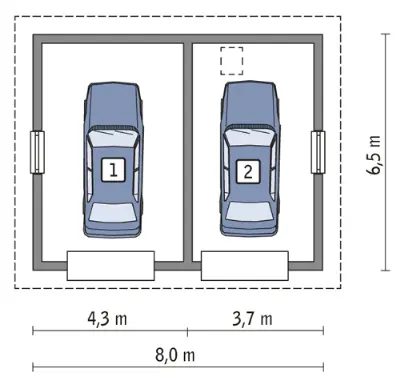 Garaż GC85a — rzuty kondygnacji 1