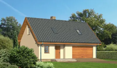 Garaż z częścią mieszkalną (letniskową) i pomieszczeniem gospodarczym G11 — wizualizacje 1 (odbicie lustrzane)