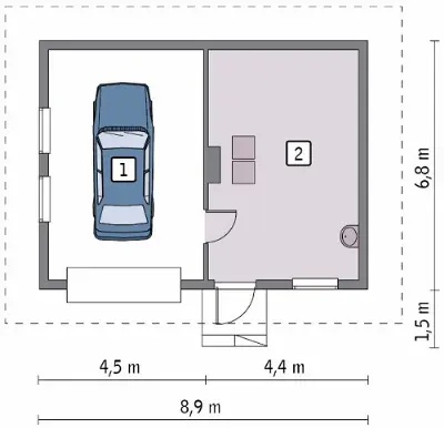 Garaż z kotłownią G53 — rzuty kondygnacji 1