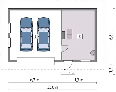 Garaż z kotłownią G53a — rzuty kondygnacji 1