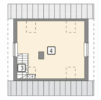 Garaż z poddaszem i pomieszczeniem gospodarczym G27a — rzuty kondygnacji 2 (odbicie lustrzane)