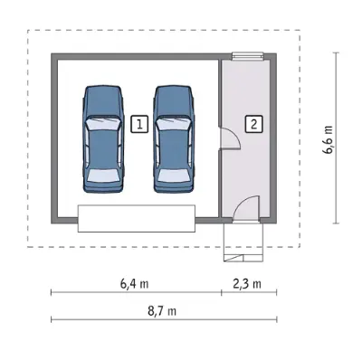 Garaż z pomieszczeniem gospodarczym G14b — rzuty kondygnacji 1