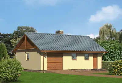 Garaż z pomieszczeniem gospodarczym G15a — wizualizacje 1 (odbicie lustrzane)