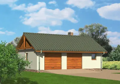 Garaż z pomieszczeniem gospodarczym G15c — wizualizacje 1 (odbicie lustrzane)