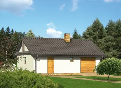Garaż z pomieszczeniem gospodarczym G16 — wizualizacje 1 (odbicie lustrzane)