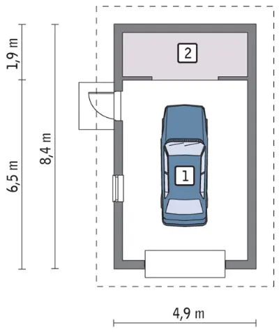 Garaż z pomieszczeniem gospodarczym G40b — rzuty kondygnacji 1 (odbicie lustrzane)