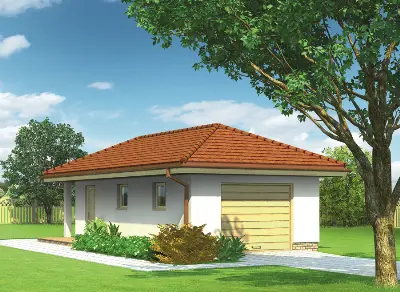Garaż z pomieszczeniem gospodarczym G41b — wizualizacje 1 (odbicie lustrzane)
