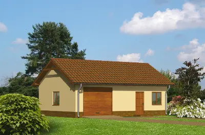 Garaż z pomieszczeniem gospodarczym GC09 — wizualizacje 1 (odbicie lustrzane)