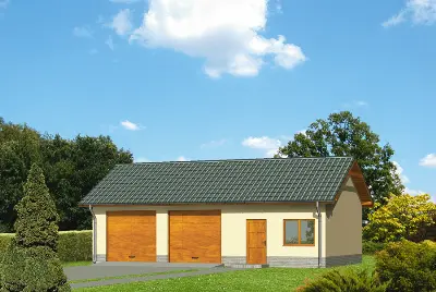 Garaż z pomieszczeniem gospodarczym GC10 — wizualizacje 1 (odbicie lustrzane)