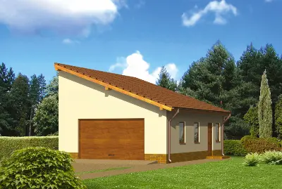 Garaż z pomieszczeniem gospodarczym GC13 — wizualizacje 1 (odbicie lustrzane)