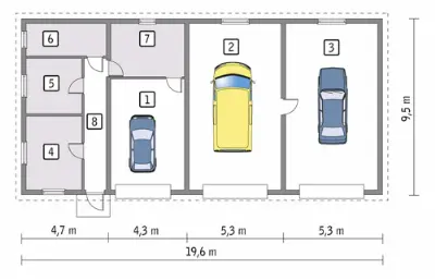 Garaż z pomieszczeniem gospodarczym GC19 — rzuty kondygnacji 1