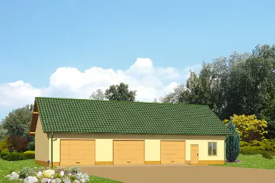 Garaż z pomieszczeniem gospodarczym GC19 — wizualizacje 1 (odbicie lustrzane)