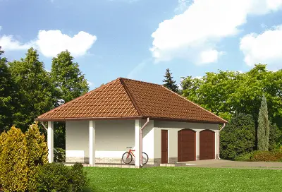 Garaż z pomieszczeniem gospodarczym GC20 — wizualizacje 2 (odbicie lustrzane)