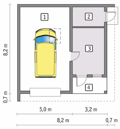 Garaż z pomieszczeniem gospodarczym GC29 — rzuty kondygnacji 1 (odbicie lustrzane)