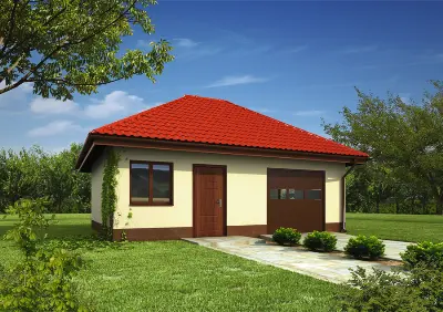 Garaż z pomieszczeniem gospodarczym GC85 — wizualizacje 1 (odbicie lustrzane)
