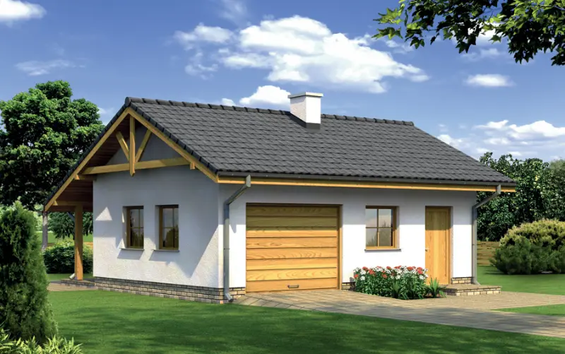 Projekt domu Garaż z pomieszczeniem gospodarczym i kotłownią G25b — wizualizacja
