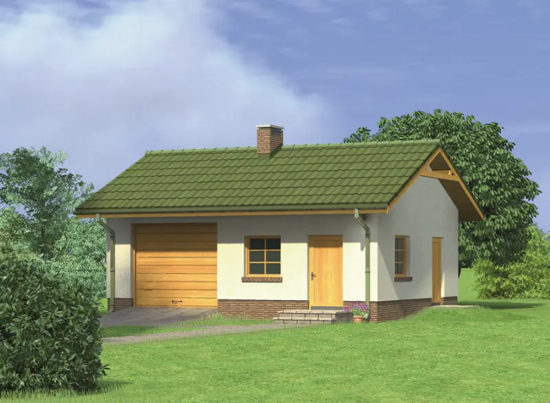 Projekt domu Garaż z pomieszczeniem gospodarczym i kotłownią G35 — wizualizacja
