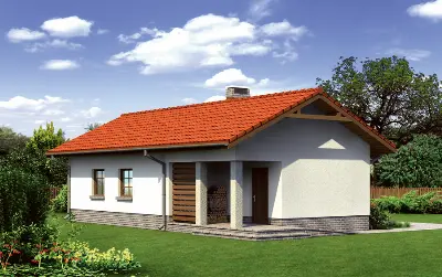 Garaż z pomieszczeniem gospodarczym i kotłownią G35d — wizualizacje 2 (odbicie lustrzane)