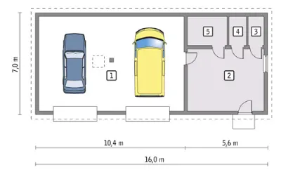 Garaż z pomieszczeniem gospodarczym i schowkiem GC30 — rzuty kondygnacji 1 (odbicie lustrzane)