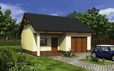 Garaż z pomieszczeniem gospodarczym i schowkiem GC42 — wizualizacje 1 (odbicie lustrzane)