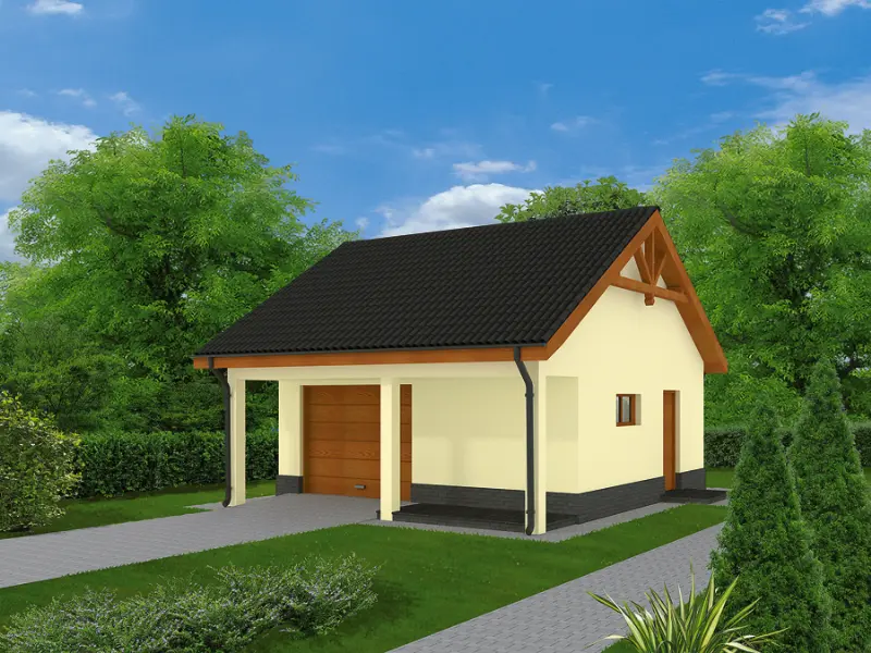 Projekt domu Garaż z pomieszczeniem gospodarczym i schowkiem GC48 — wizualizacja