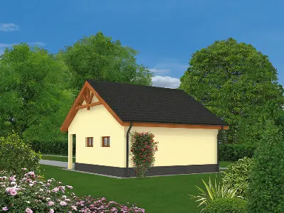 Garaż z pomieszczeniem gospodarczym i schowkiem GC48 — wizualizacje 2 (odbicie lustrzane)