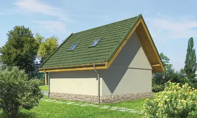 Garaż ze schowkiem G50 — wizualizacje 2 (odbicie lustrzane)