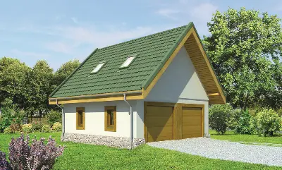 Garaż ze schowkiem G50 — wizualizacje 1 (odbicie lustrzane)