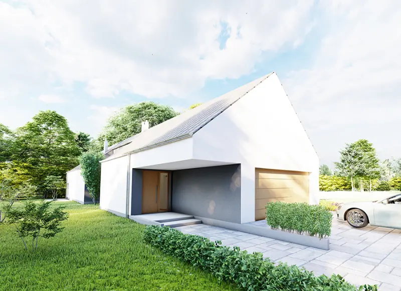 Projekt domu Innowacyjny (z wentylacją mechaniczną i rekuperacją) — wizualizacja