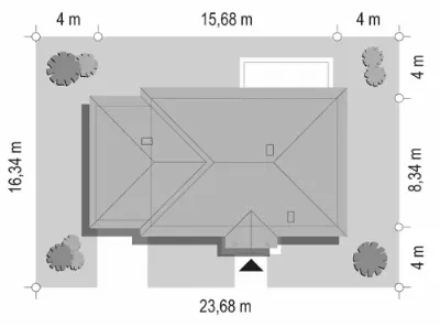 Jak Marzenie z garażem — plan sytuacyjny 1 (odbicie lustrzane)