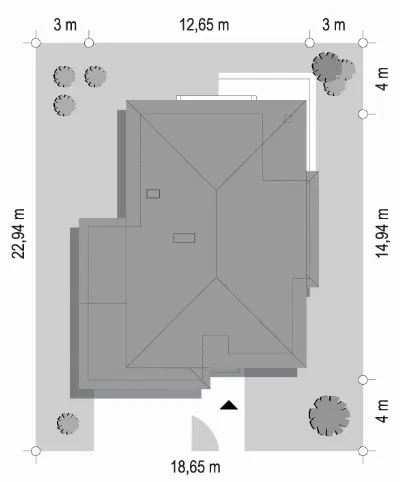 Kasjopea 2 wariant B — plan sytuacyjny 1 (odbicie lustrzane)