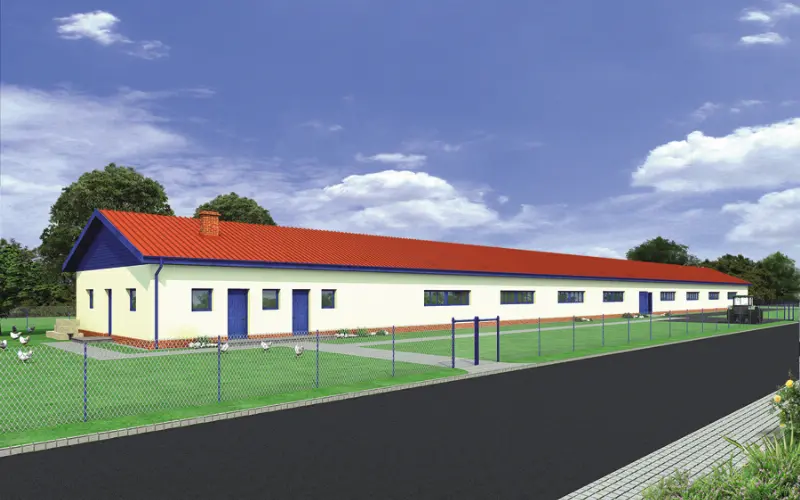 Projekt domu Kurnik dla 10131 sztuk brojlerów kurzych KC04 — wizualizacja